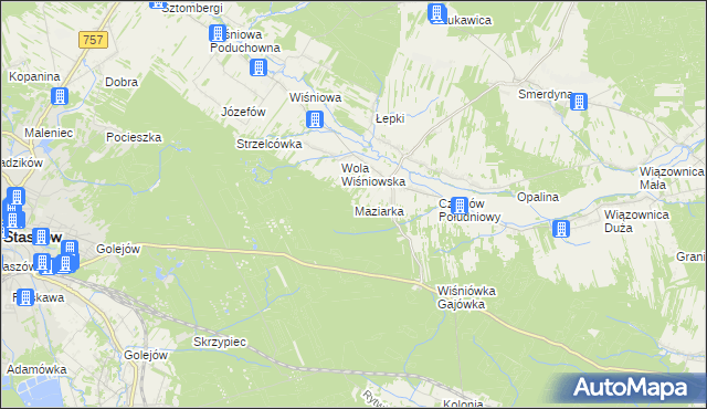 mapa Maziarka gmina Staszów, Maziarka gmina Staszów na mapie Targeo