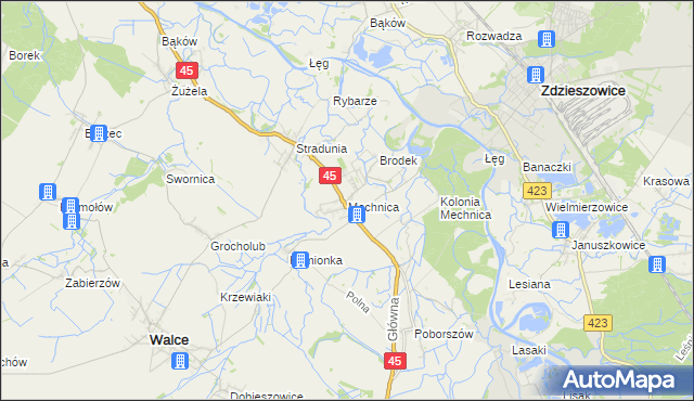 mapa Mechnica, Mechnica na mapie Targeo