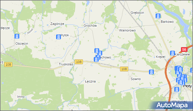 mapa Mechowo gmina Płoty, Mechowo gmina Płoty na mapie Targeo