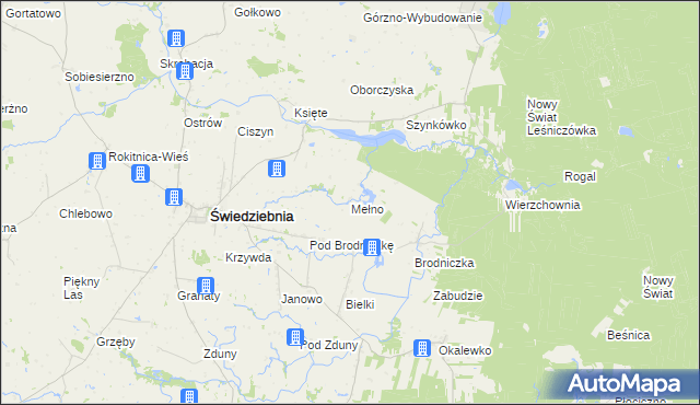 mapa Mełno gmina Świedziebnia, Mełno gmina Świedziebnia na mapie Targeo