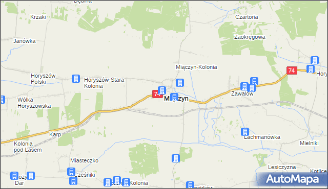 mapa Miączyn powiat zamojski, Miączyn powiat zamojski na mapie Targeo