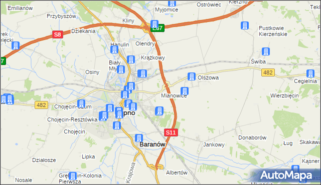 mapa Mianowice gmina Kępno, Mianowice gmina Kępno na mapie Targeo