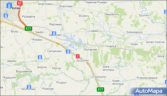 mapa Michalinek gmina Płońsk, Michalinek gmina Płońsk na mapie Targeo