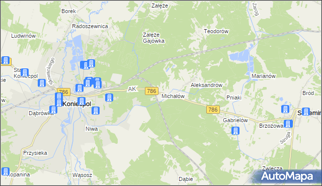 mapa Michałów gmina Koniecpol, Michałów gmina Koniecpol na mapie Targeo