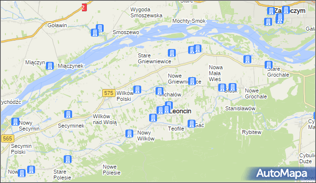 mapa Michałów gmina Leoncin, Michałów gmina Leoncin na mapie Targeo
