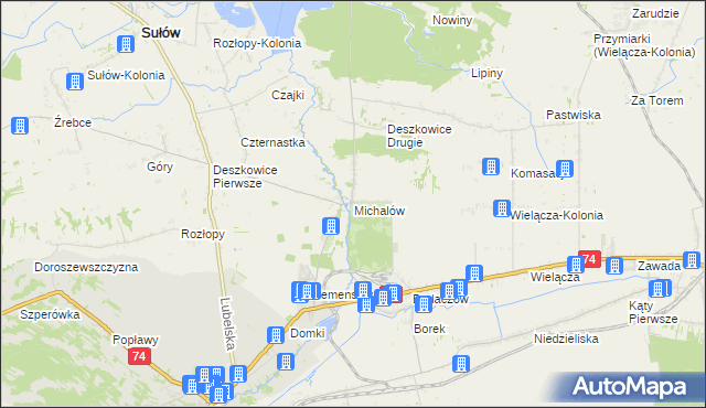mapa Michalów gmina Sułów, Michalów gmina Sułów na mapie Targeo