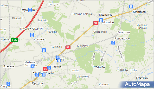 mapa Michałów Rudnicki, Michałów Rudnicki na mapie Targeo
