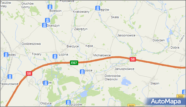 mapa Michałowice gmina Długołęka, Michałowice gmina Długołęka na mapie Targeo