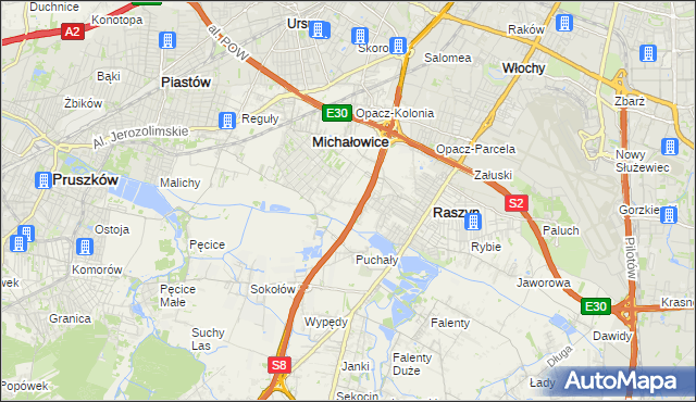 mapa Michałowice-Wieś, Michałowice-Wieś na mapie Targeo