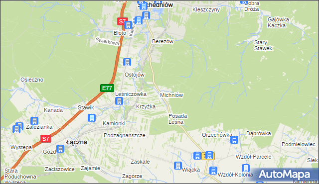 mapa Michniów, Michniów na mapie Targeo