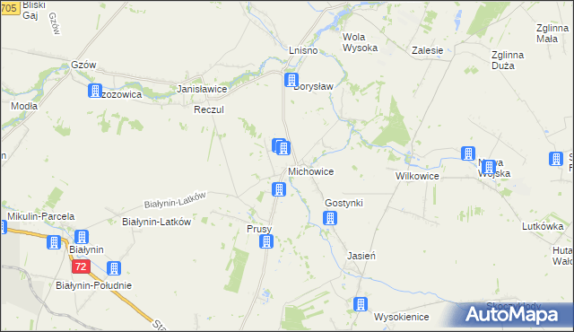 mapa Michowice gmina Głuchów, Michowice gmina Głuchów na mapie Targeo