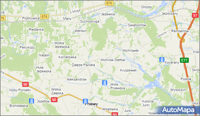 mapa Michrów-Stefów gmina Pniewy, Michrów-Stefów gmina Pniewy na mapie Targeo