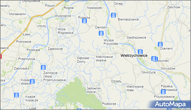 mapa Miechowice Wielkie, Miechowice Wielkie na mapie Targeo