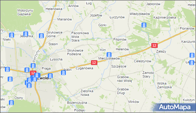 mapa Mieczysławów gmina Zwoleń, Mieczysławów gmina Zwoleń na mapie Targeo