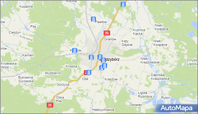 mapa Międzybórz powiat oleśnicki, Międzybórz powiat oleśnicki na mapie Targeo