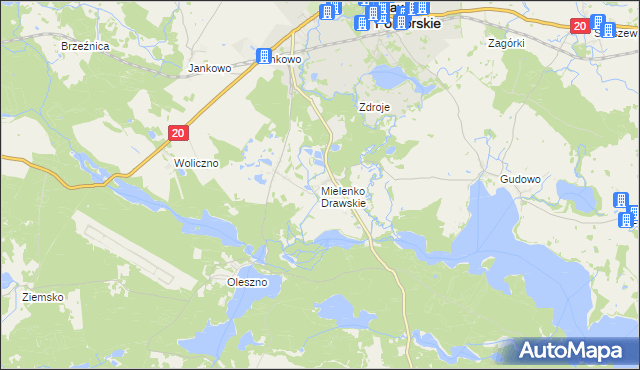 mapa Mielenko Drawskie, Mielenko Drawskie na mapie Targeo