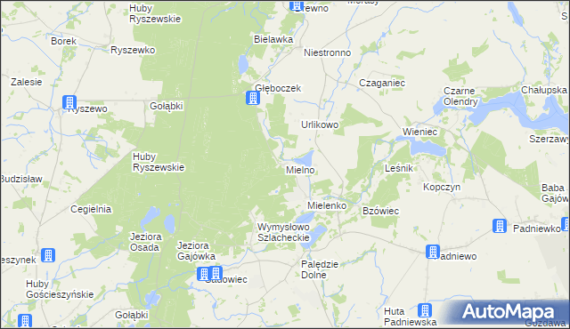 mapa Mielno gmina Mogilno, Mielno gmina Mogilno na mapie Targeo