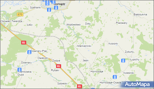 mapa Mierkienniki, Mierkienniki na mapie Targeo