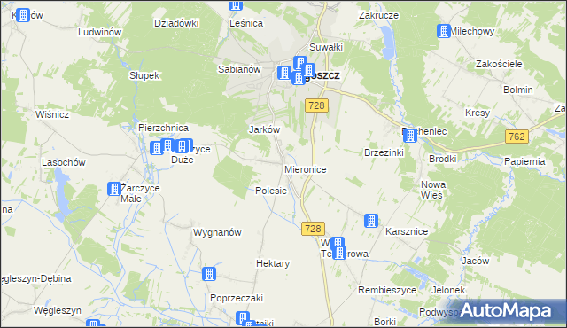 mapa Mieronice gmina Małogoszcz, Mieronice gmina Małogoszcz na mapie Targeo