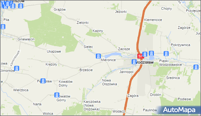 mapa Mieronice gmina Wodzisław, Mieronice gmina Wodzisław na mapie Targeo