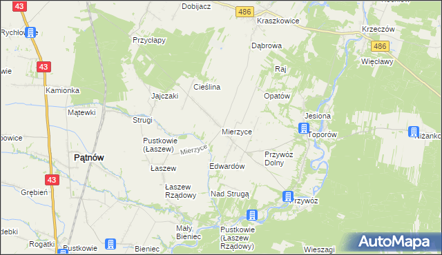 mapa Mierzyce, Mierzyce na mapie Targeo