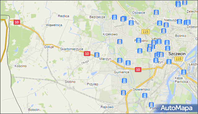 mapa Mierzyn gmina Dobra (Szczecińska), Mierzyn gmina Dobra (Szczecińska) na mapie Targeo