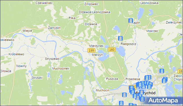 mapa Mierzyn gmina Międzychód, Mierzyn gmina Międzychód na mapie Targeo