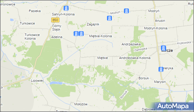 mapa Miętkie gmina Mircze, Miętkie gmina Mircze na mapie Targeo