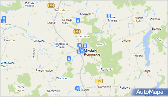 mapa Mikołajki Pomorskie, Mikołajki Pomorskie na mapie Targeo