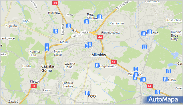 mapa Mikołów, Mikołów na mapie Targeo