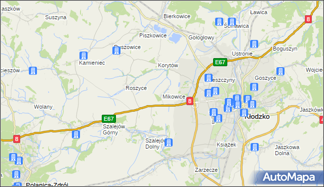 mapa Mikowice gmina Kłodzko, Mikowice gmina Kłodzko na mapie Targeo