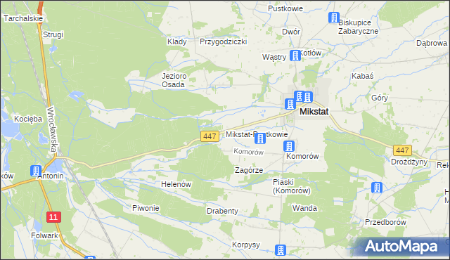 mapa Mikstat-Pustkowie, Mikstat-Pustkowie na mapie Targeo