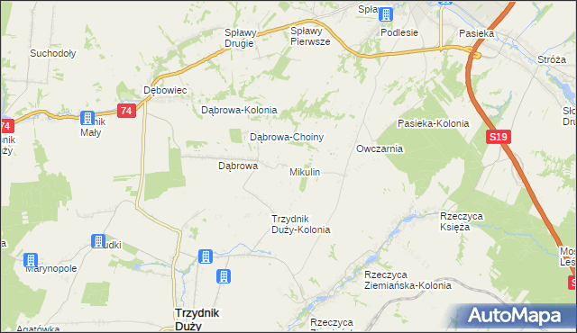 mapa Mikulin gmina Kraśnik, Mikulin gmina Kraśnik na mapie Targeo