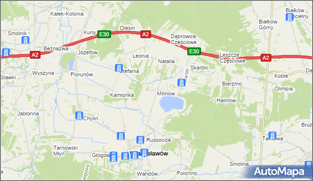 mapa Milinów, Milinów na mapie Targeo