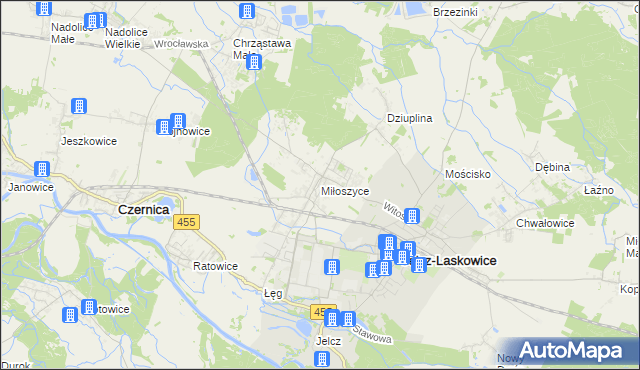 mapa Miłoszyce, Miłoszyce na mapie Targeo