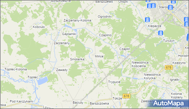 mapa Mińce, Mińce na mapie Targeo