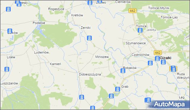 mapa Miniszew, Miniszew na mapie Targeo