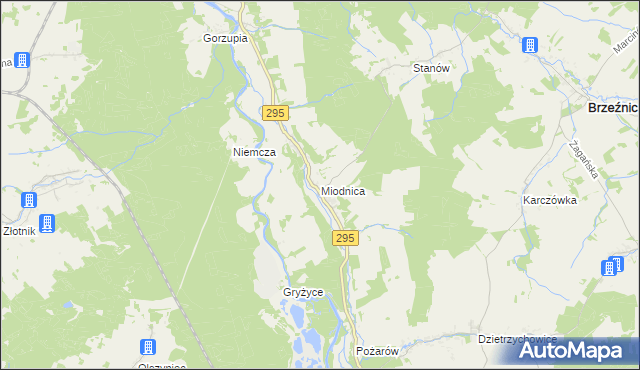 mapa Miodnica, Miodnica na mapie Targeo