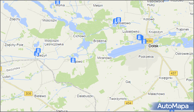 mapa Miranowo, Miranowo na mapie Targeo
