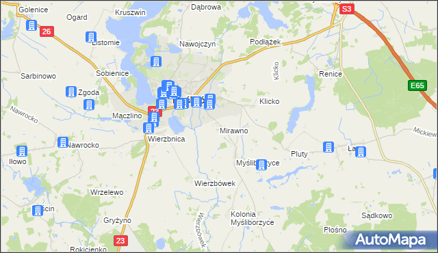 mapa Mirawno, Mirawno na mapie Targeo