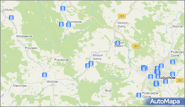 mapa Mirocin Górny, Mirocin Górny na mapie Targeo