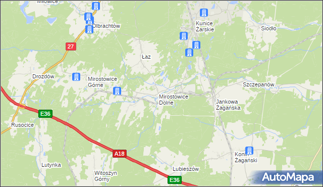 mapa Mirostowice Dolne, Mirostowice Dolne na mapie Targeo