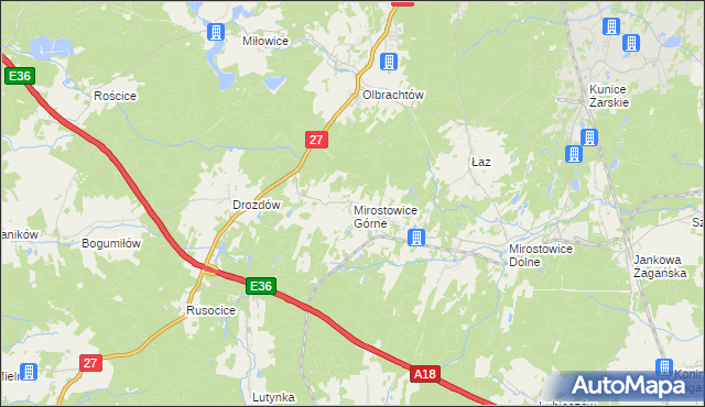 mapa Mirostowice Górne, Mirostowice Górne na mapie Targeo