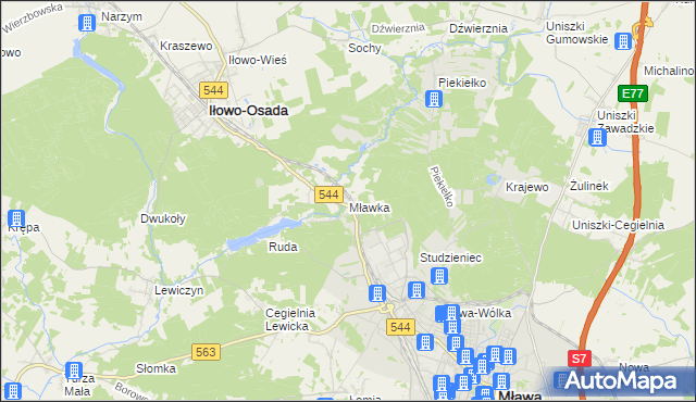 mapa Mławka, Mławka na mapie Targeo