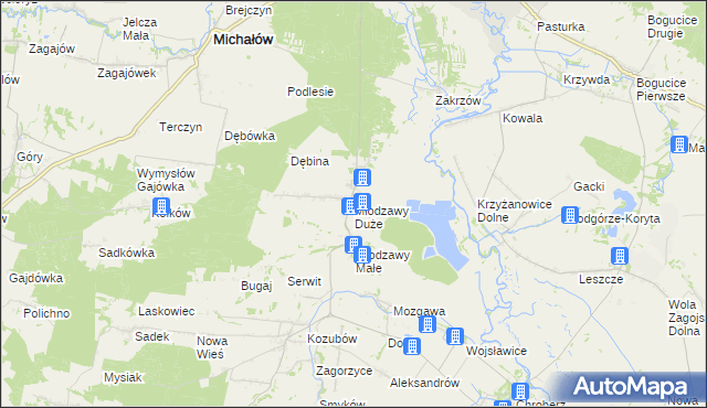 mapa Młodzawy Duże, Młodzawy Duże na mapie Targeo