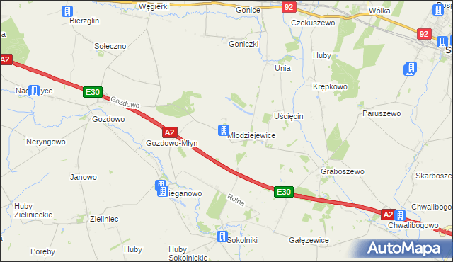 mapa Młodziejewice, Młodziejewice na mapie Targeo