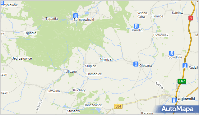 mapa Młynica, Młynica na mapie Targeo