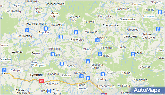 mapa Młynne, Młynne na mapie Targeo