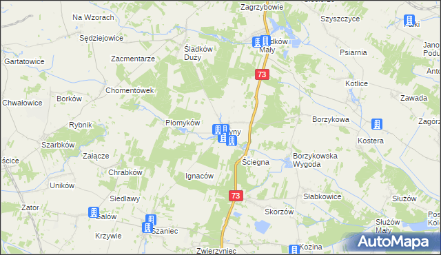 mapa Młyny gmina Busko-Zdrój, Młyny gmina Busko-Zdrój na mapie Targeo