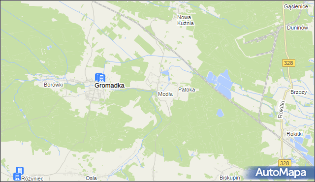 mapa Modła gmina Gromadka, Modła gmina Gromadka na mapie Targeo